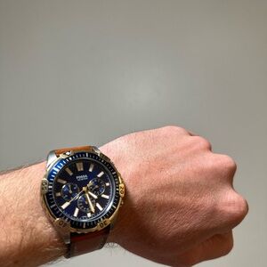 Fossil Navy and Silver Chronograph Watch